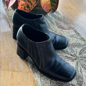 Clarks Black Leather Heeled Boots